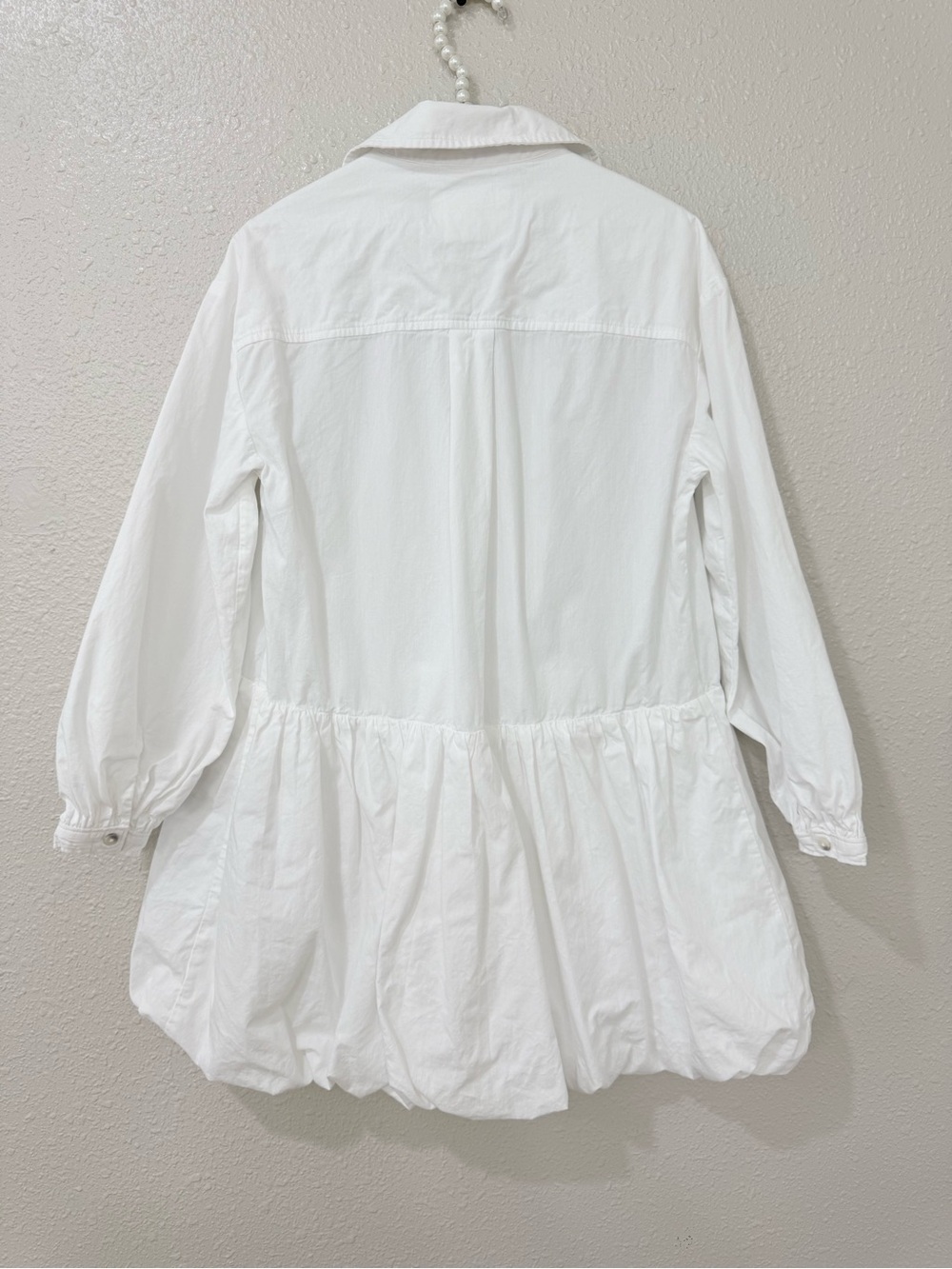 Anthropologie Maeve Bubble Hem Shirt Dress in White size XS-S - Picture 5 of 10